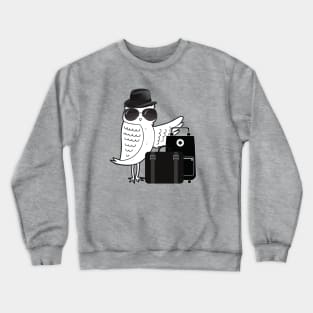 Cool Traveling Owl - Black Crewneck Sweatshirt